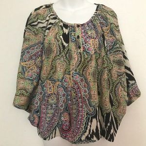 Zebra & Colorful Paisley Short Sleeve Blouse